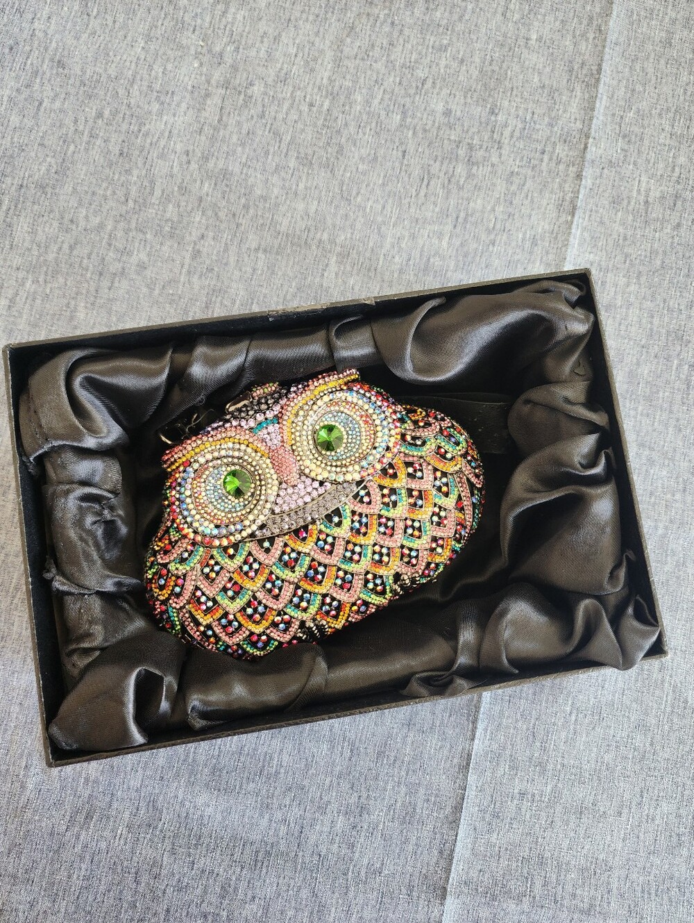 Natasha Couture Rhinestone Crysral Owl Evening Clutch - Multicolor EXCELLENT CON - Picture 3 of 8